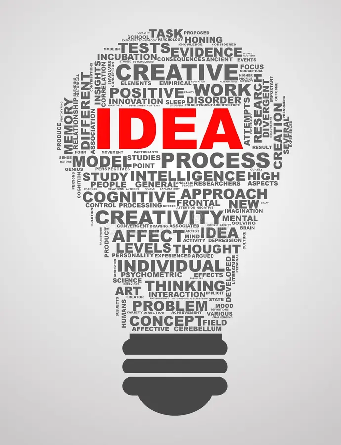 bulb shape wordcloud word tags idea illustration showing concept 83430843